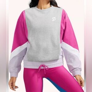 Peloton Medium Colorblock Sweatshirt - Gray, Pink, and Purple